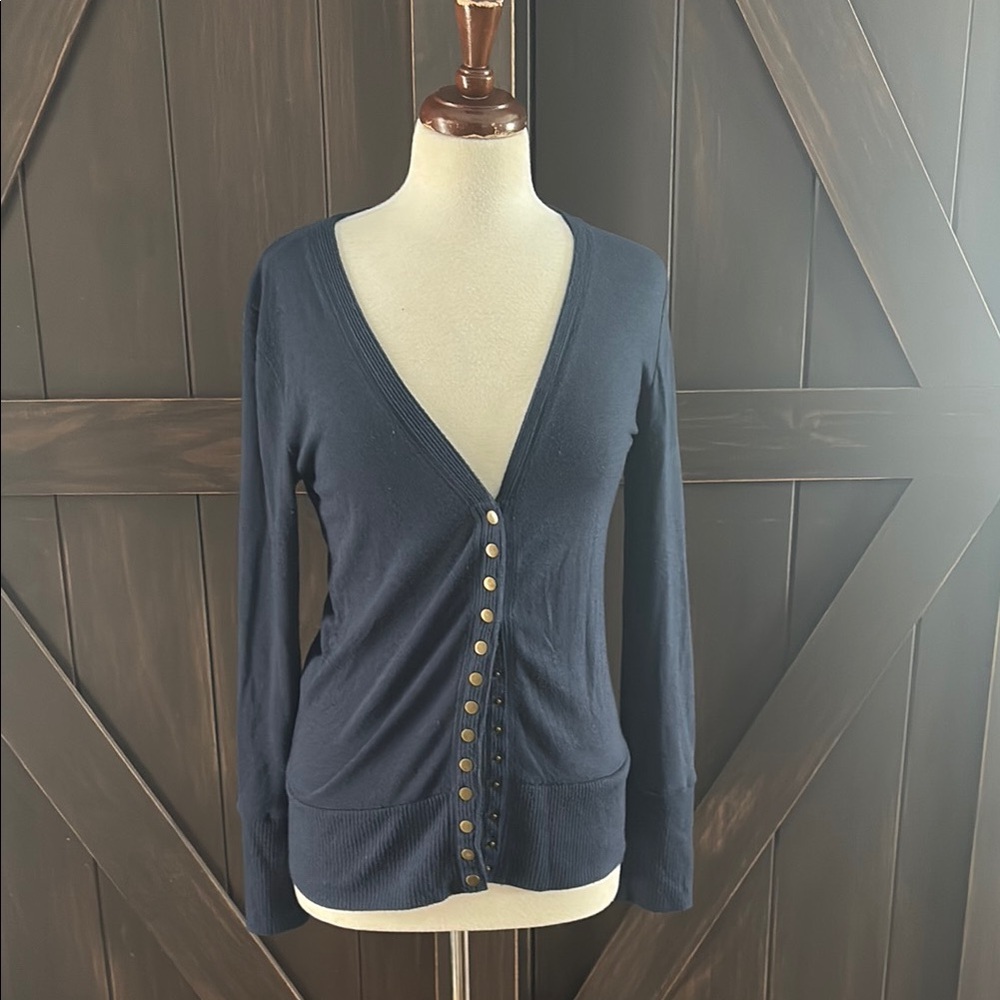 Zenana Outfitters Blue Long Sleeve Button Down Cardigan